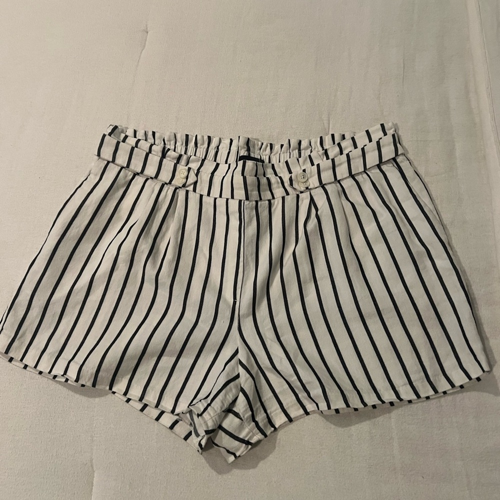 Express Black and White Striped High Waist Shorts